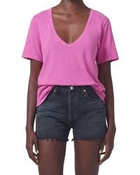 Citizens of Humanity - Cecilie V-neck Cotton T-shirt - Lyst