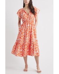 Caslon - Front Button Midi Dress - Lyst