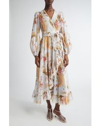 Zimmermann - Ascension Frill Lace Trim Floral Long Sleeve Maxi Dress - Lyst