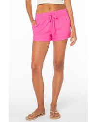 Roxy - Laguna Linen Blend Drawstring Shorts - Lyst