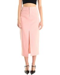 Endless Rose - Front Slit Linen Blend Midi Skirt - Lyst