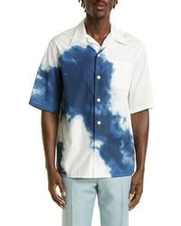 McQueen - Sky Print Short Sleeve Button-Up Camp Shirt - Lyst