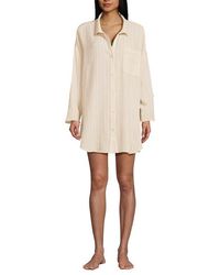 Lands' End - Oversized Gauze Button Front Cover-Up Shirt - Lyst