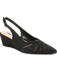 Lady Couture - Mesh Rhinestone Slingback Wedge Heel Pump - Lyst