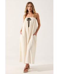 Modenaire - Strapless Tie-Front Maxi Dress With Gathered Bodice - Lyst