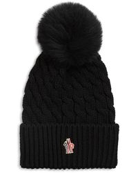 Moncler - Après Ski Cable Knit Virgin Wool Beanie With Faux Fur Pompom - Lyst