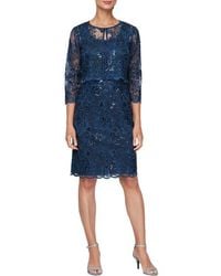 Alex Evenings - Sequin Embroidered Floral Sleeveless Sheath Dress With Jacket - Lyst