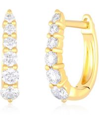EF Collection - Mini Maeve Graduated Diamond Huggie Hoop Earrings - Lyst