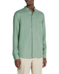 Zegna - Oasi Band Collar Linen Button-up Shirt - Lyst