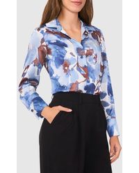 Halogen® - Floral Button-Up Charmeuse Shirt - Lyst