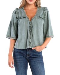 Billy T - Juliet Lace & Ruffle Cotton Blend Top - Lyst