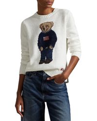 Polo Ralph Lauren - Polo Bear Embroidered Linen & Cotton Crewneck Sweater - Lyst