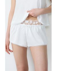Etam - Amour Embroidered Trim Satin Tap Shorts - Lyst