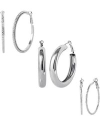 Jessica Simpson - 3-Piece Textured-Tone Hoop Earring Set - Lyst