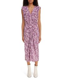 Isabel Marant - Gilya Abstract Print Cap Sleeve Stretch Silk Dress - Lyst