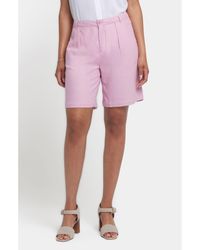 NYDJ - Relaxed Pleated Linen Blend Shorts - Lyst