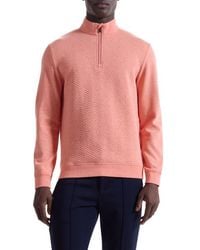 Bugatchi - Chevron Quarter Zip Cotton Blend Pullover - Lyst