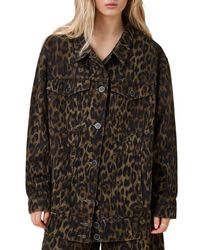 AllSaints - Willow Leopard Print Denim Jacket - Lyst
