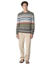 Missoni - Crew-Neck Cotton And Viscose Chevron Pullover With Greek Motif - Lyst