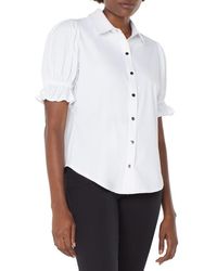 Liverpool Los Angeles - Puff Sleeve Knit Snap-Up Shirt - Lyst