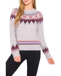 Cece - Fair Isle Ribbon Detail Crewneck Sweater - Lyst