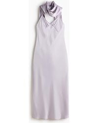 H&M - Strappy Satin Dress With Scarf - Lyst