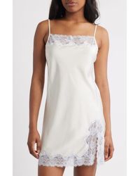Open Edit - Lace Trim Satin Chemise - Lyst