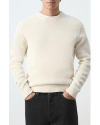 Mango - Crewneck Cotton Blend Sweater - Lyst