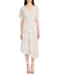 Maggy London - Abstract Print Asymmetric Midi Dress - Lyst