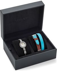 Versace - La Greca Diamond Bracelet Watch & Leather Strap Gift Set - Lyst