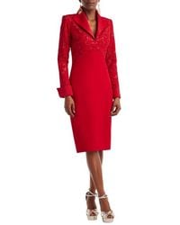 Tadashi Shoji - Lace Detail Long Sleeve Sheath Cocktail Dress - Lyst