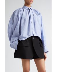 Sacai - Stripe Poplin Crop Button-up Shirt - Lyst