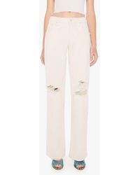 Mother - The Down Low Spinner Heel Ripped Low Rise Wide Leg Jeans - Lyst