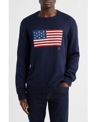 Polo Ralph Lauren - Intarsia Flag Cotton Crewneck Sweater - Lyst