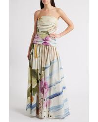 Acler - Nershall Print Strapless Gown - Lyst