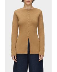 ALIGNE - Daphne Split Hem Organic Cotton & Wool Blend Cardigan - Lyst