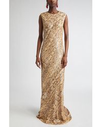 Dries Van Noten - Snakeskin Effect Sequin Gown - Lyst