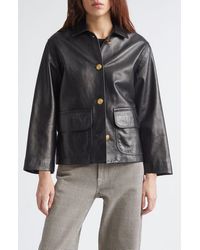 R13 - Relaxed Crop Leather Jacket - Lyst