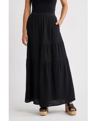 Bobeau - Tiered Cotton Maxi Skirt - Lyst