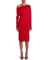 Tom Ford - One-shoulder Long Sleeve Cashmere & Silk Midi Sweater Dress - Lyst