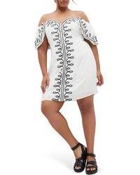 City Chic - Hana Embroidered Off The Shoulder Minidress - Lyst