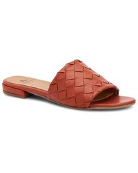 Aquatalia Leather Women's Iva Ruched Slide Sandals in Black - Lyst