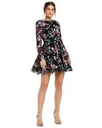 Mac Duggal - High Neck Long Sleeve Sequin A Line Mini Dress - Lyst