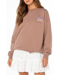 Roxy - Lineup Oversize Cotton Blend Graphic Sweatshirt - Lyst