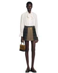 Sandro - Short Checked Pleated Skirt - Lyst