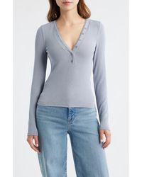 FRAME - The Mesh Trim Rib Henley - Lyst