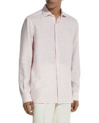 ZEGNA - Stripe Oasi Linen Button-up Shirt - Lyst