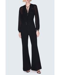 Mango - Long Sleeve V-Neck Jumpsuit - Lyst
