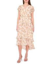 Halogen® - Floral Flutter Sleeve Tiered Maxi Dress - Lyst