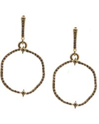 Armenta - Shaped Circle Crivelli Pavé Champagne Diamond Drop Earrings - Lyst